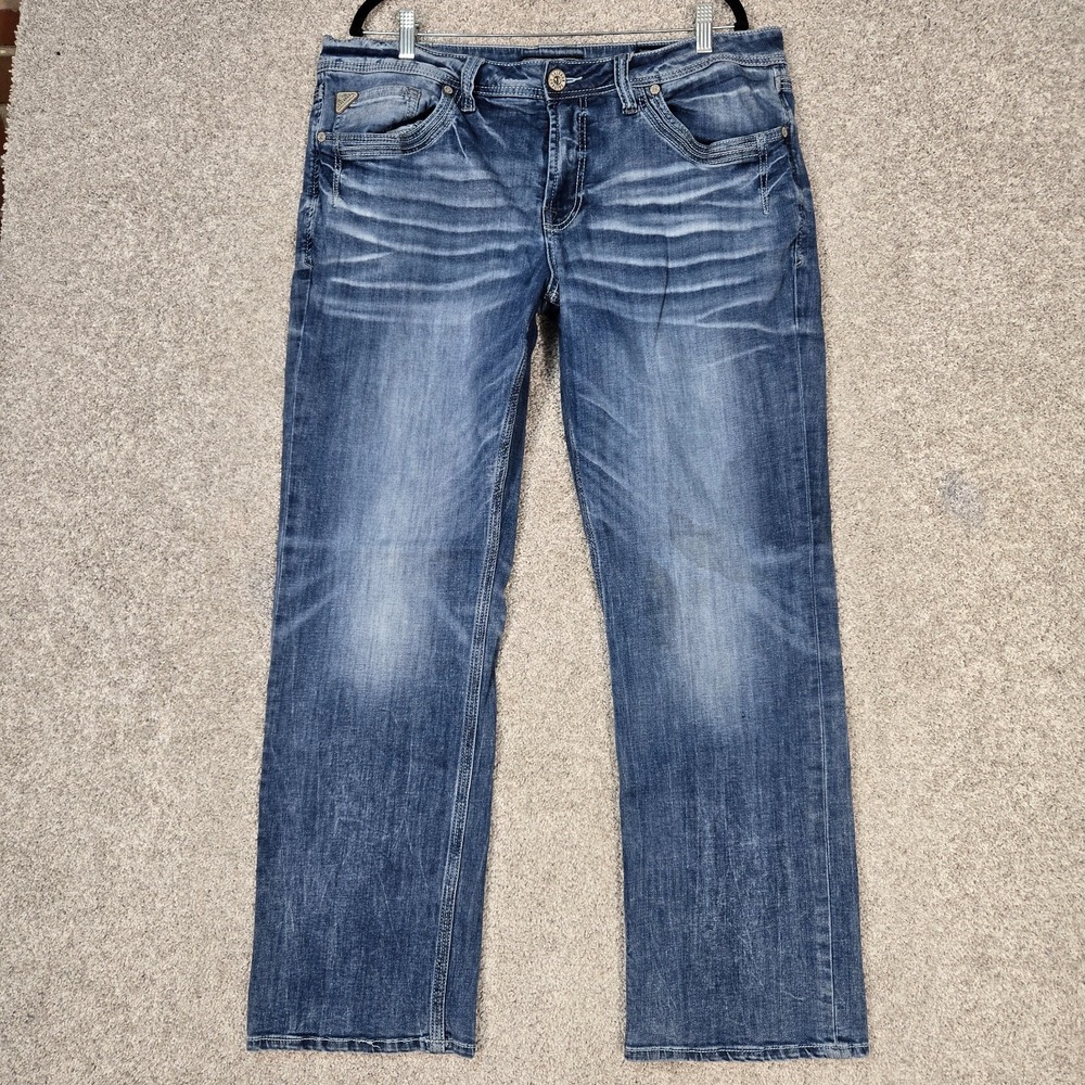 Salvage Anarchy Straight Jeans Regular Fit Men's 36x31 blue stretch The Buckle